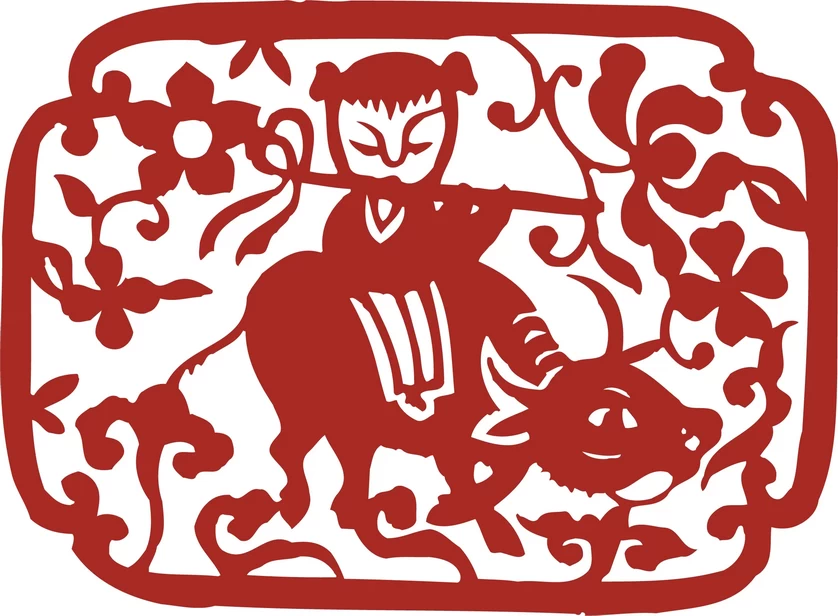 中国风中式传统喜庆民俗人物动物窗花剪纸插画边框AI矢量PNG素材【196】